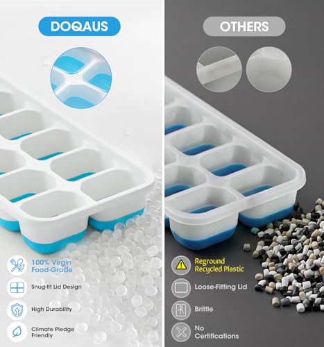 Modern Ice Cube Tray with Lid and Bin - 4 Pack for Daily Use