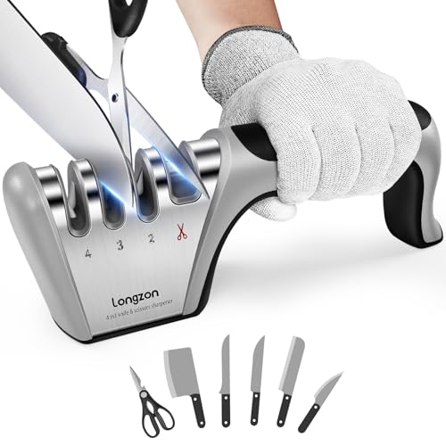 Modern Longzon 5-in-1 Knife Sharpener 4 Stage with for Daily Use