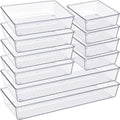 Criusia Drawer Organizer, 10 Pack Large Clear Plastic for Daily Use