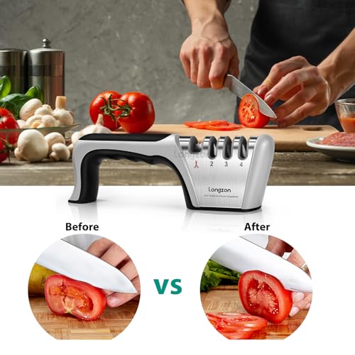Modern Longzon 5-in-1 Knife Sharpener 4 Stage with for Daily Use